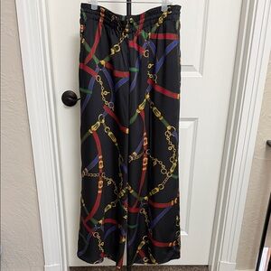 Ralph Lauren Black Pants with Multicolor Chain Design
